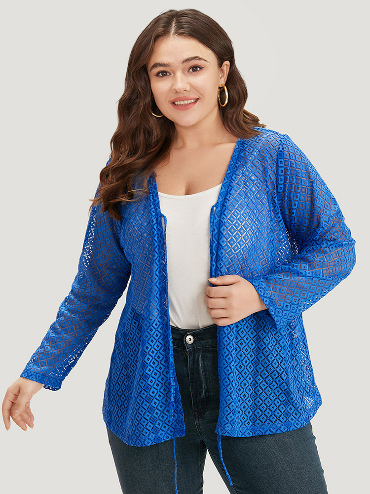 Plus Size Women Dailywear Plain Lace Casual Jackets BloomChic 