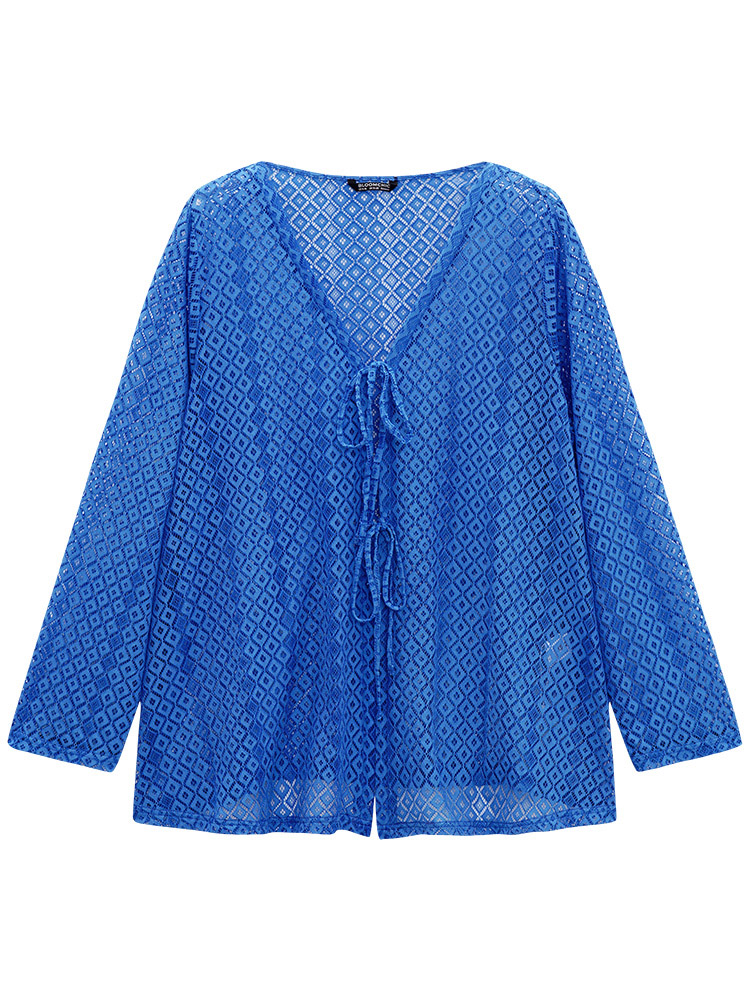 Plus Size Women Dailywear Plain Lace Casual Jackets BloomChic 
