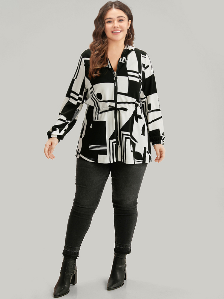 Plus Size Women Dailywear Geometric Knotted Casual Jackets BloomChic 