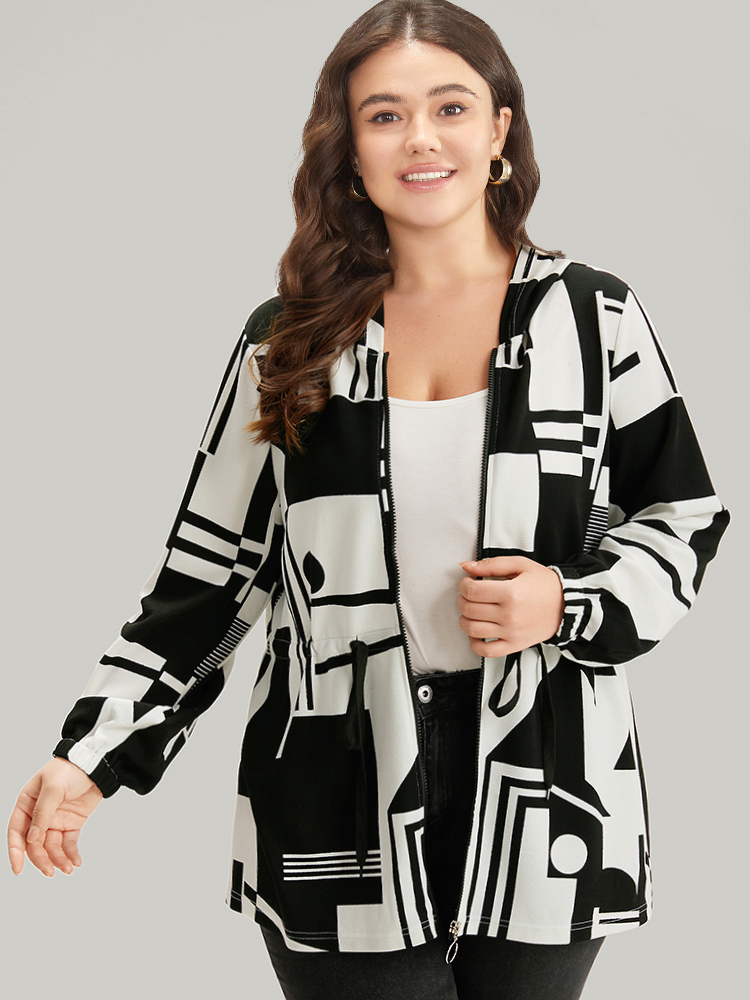 Plus Size Women Dailywear Geometric Knotted Casual Jackets BloomChic 