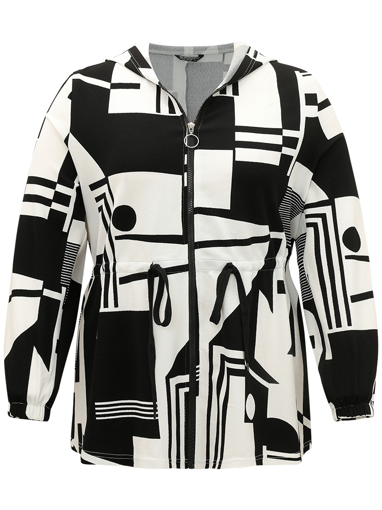 Plus Size Women Dailywear Geometric Knotted Casual Jackets BloomChic 