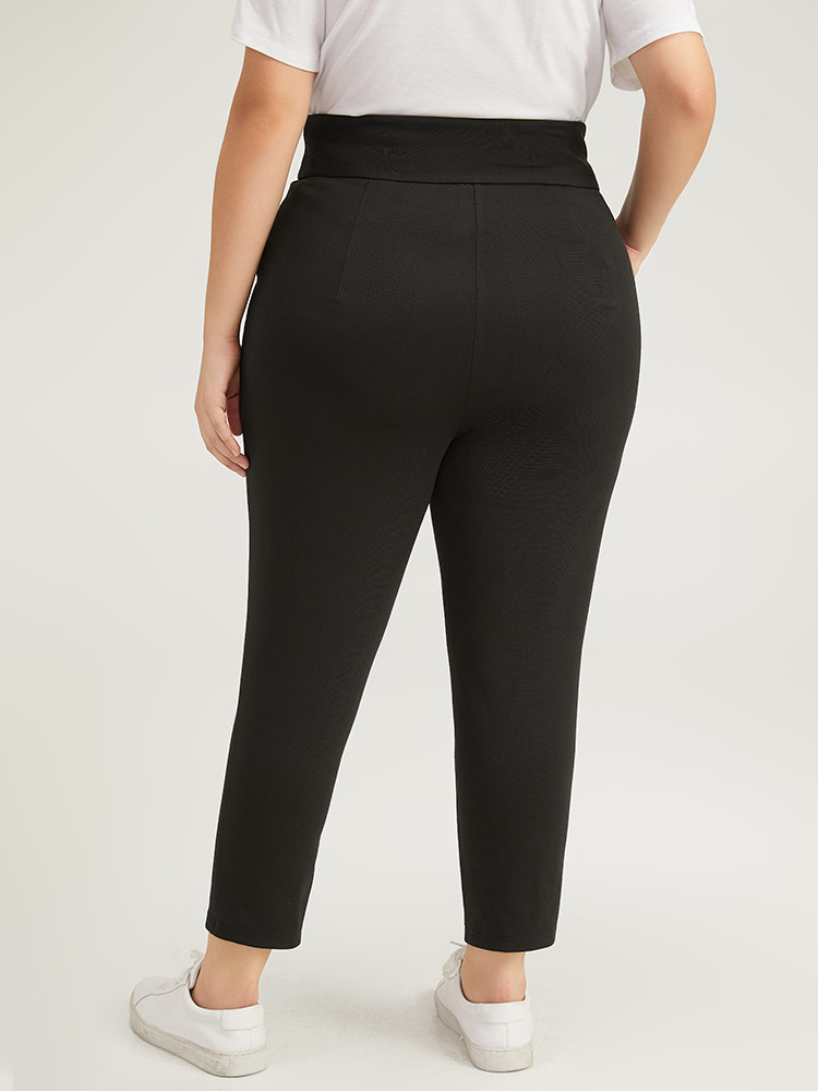 Plus Size Women Everyday Plain Plain High Rise Pocket Casual Pants BloomChic 