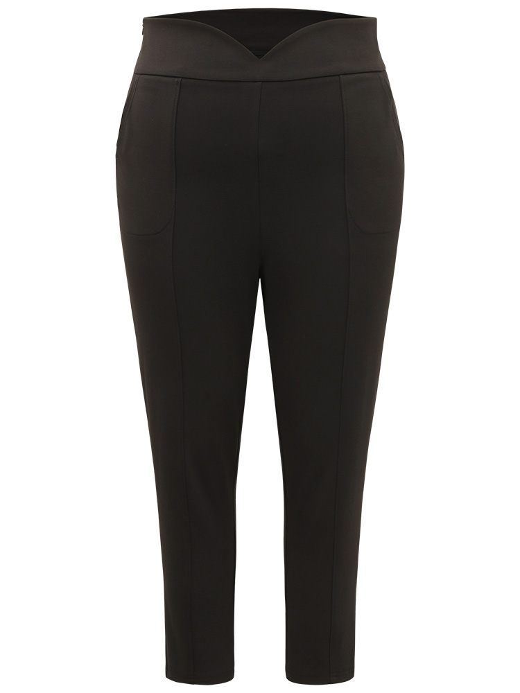 Plus Size Women Everyday Plain Plain High Rise Pocket Casual Pants BloomChic 