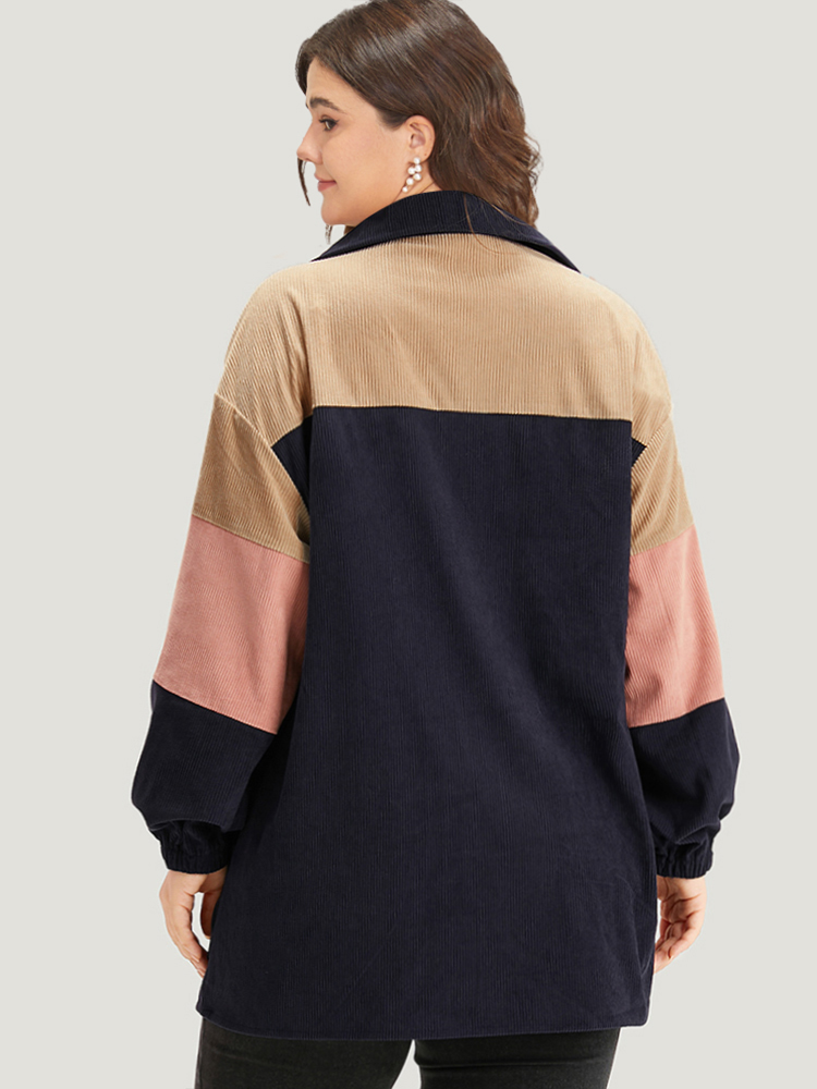 Plus Size Women Dailywear Colorblock Pocket Casual Coats BloomChic 