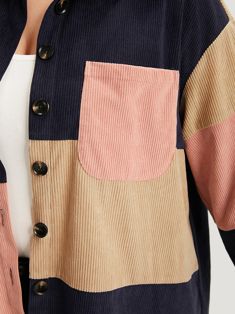 Plus Size Women Dailywear Colorblock Pocket Casual Coats BloomChic 