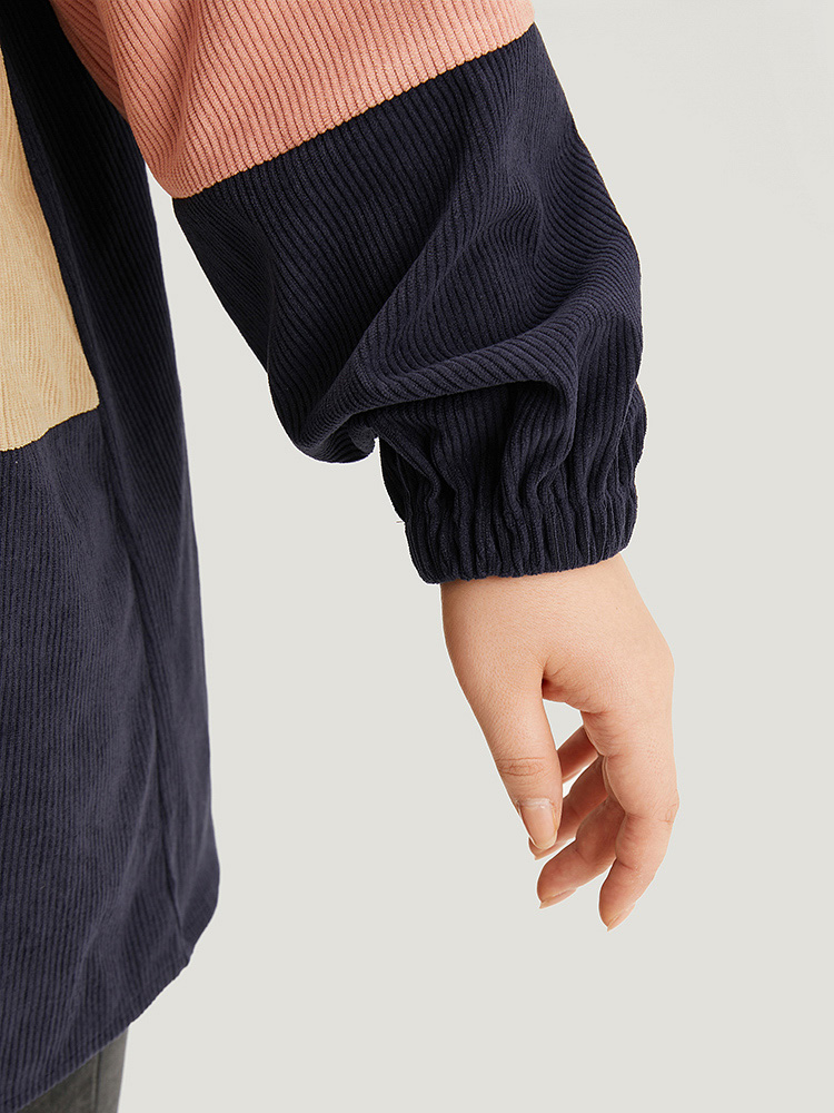 Plus Size Women Dailywear Colorblock Pocket Casual Coats BloomChic 