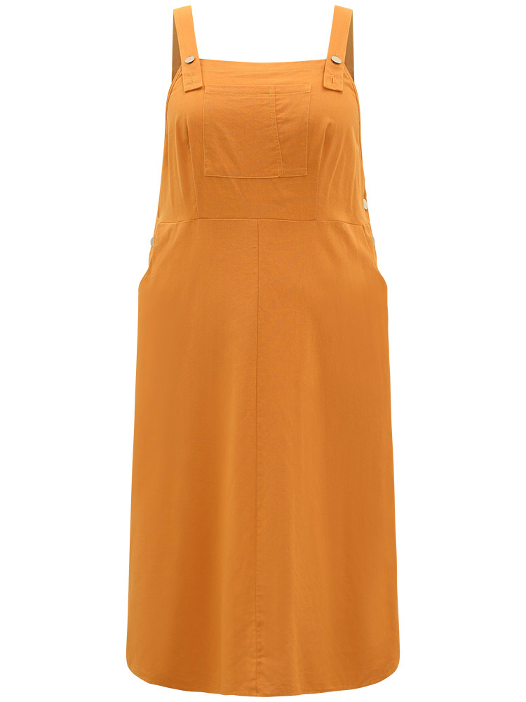 Plus Size Women Dailywear Plain Adjustable Straps Sleeveless Sleeveless Spaghetti Strap Pocket Casual Dresses BloomChic 