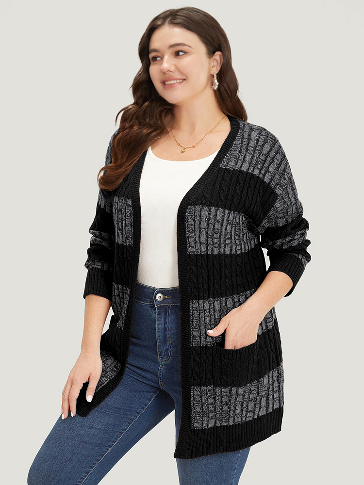 Cardigans | Halloween Colorblock Cable Knit Patched Pocket Cardigan | BloomChic 