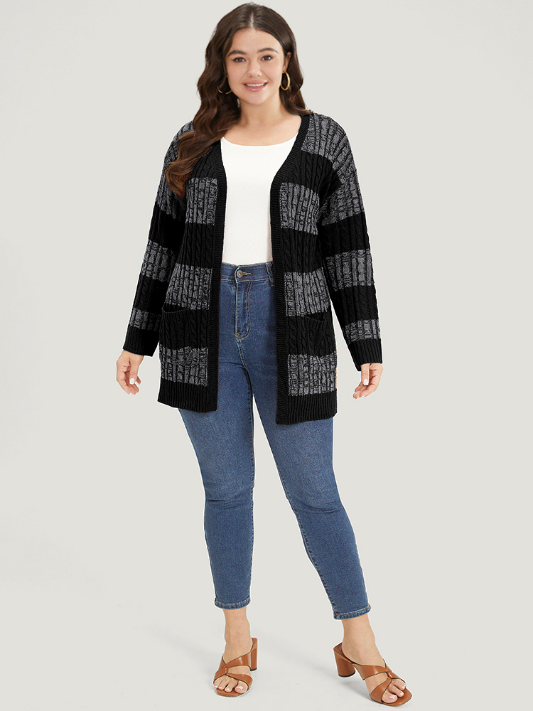Cardigans | Halloween Colorblock Cable Knit Patched Pocket Cardigan | BloomChic 