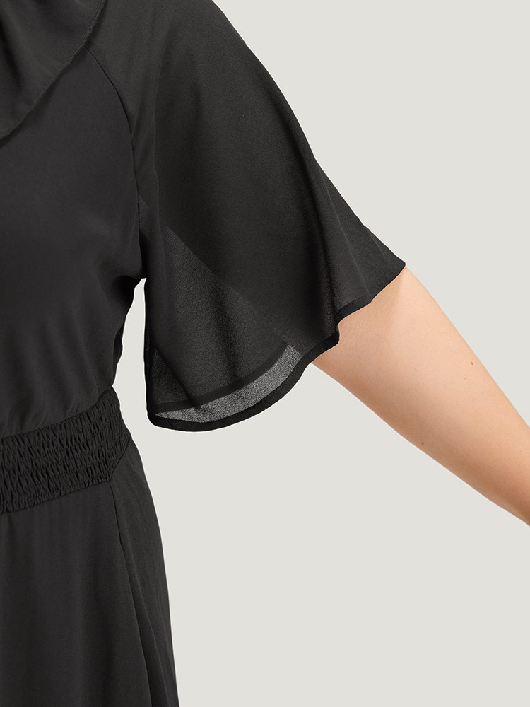 Plus Size Women Dailywear Plain Plain Raglan sleeve Half Sleeve V-neck Pocket Elegant Dresses BloomChic 