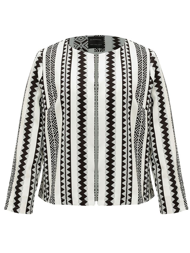 Plus Size Women Vacation Bohemian Print Contrast Resort Coats BloomChic 