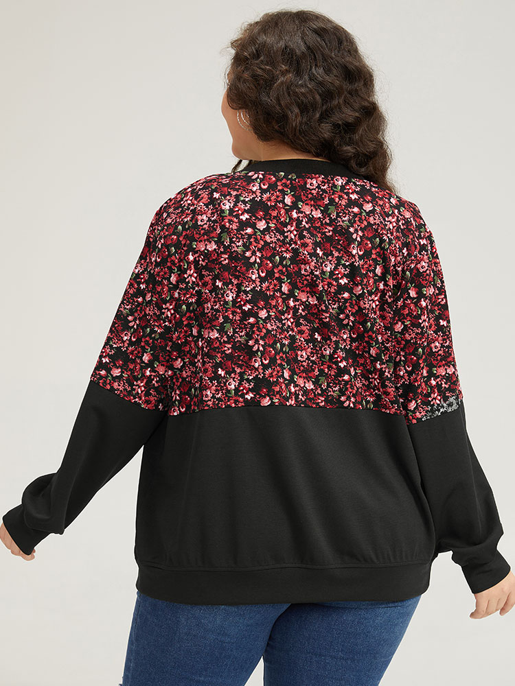 Plus Size Women Dailywear Ditsy Floral Zipper Casual Jackets BloomChic 
