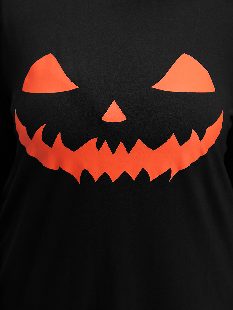 

Halloween Pumpkin Print T-shirt, Black
