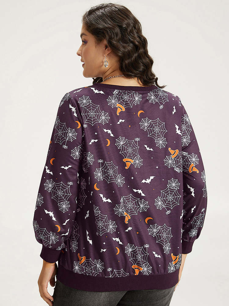 Plus Size Women Dailywear Graphic-Halloween Elastic cuffs Regular Regular Sleeve Long Sleeve Round Neck Casual Sweatshirts BloomChic 