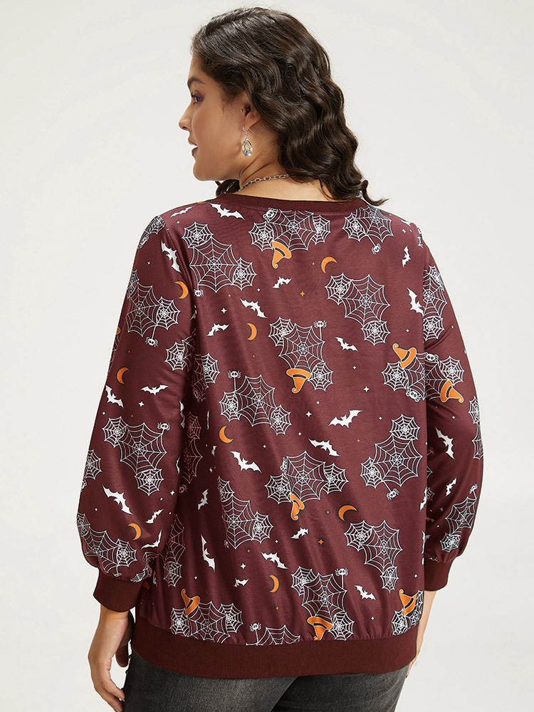 Plus Size Women Dailywear Graphic-Halloween Elastic cuffs Regular Regular Sleeve Long Sleeve Round Neck Casual Sweatshirts BloomChic 