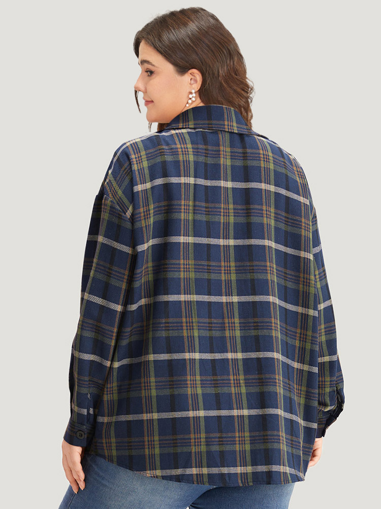 Plus Size Women Dailywear Plaid Zipper Pocket Casual Coats BloomChic 