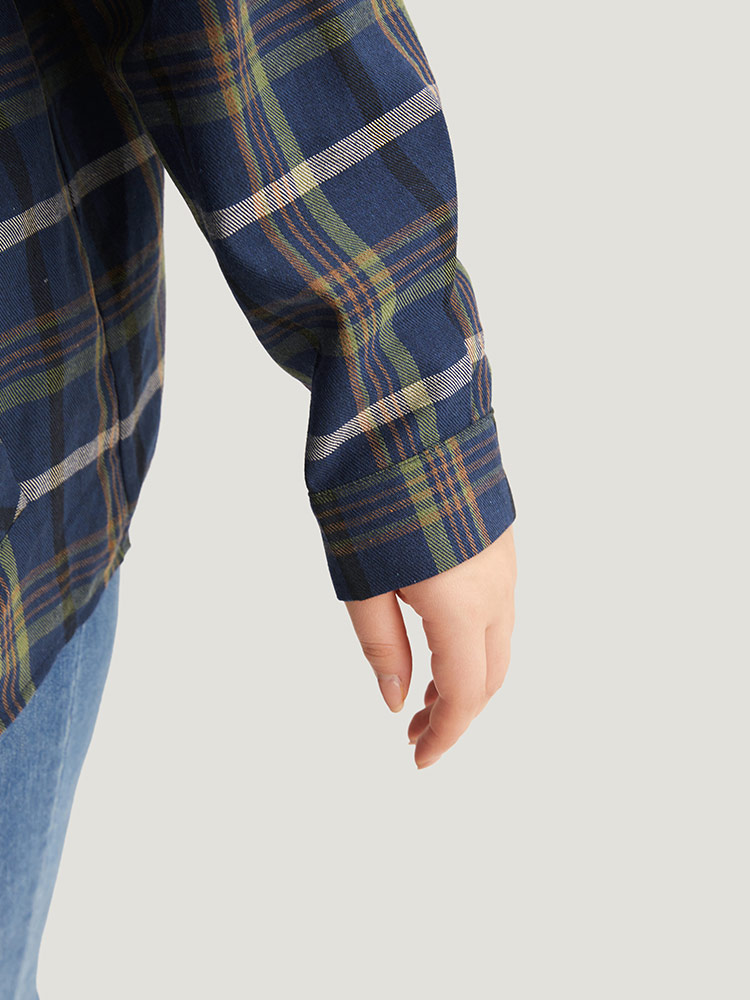 Plus Size Women Dailywear Plaid Zipper Pocket Casual Coats BloomChic 
