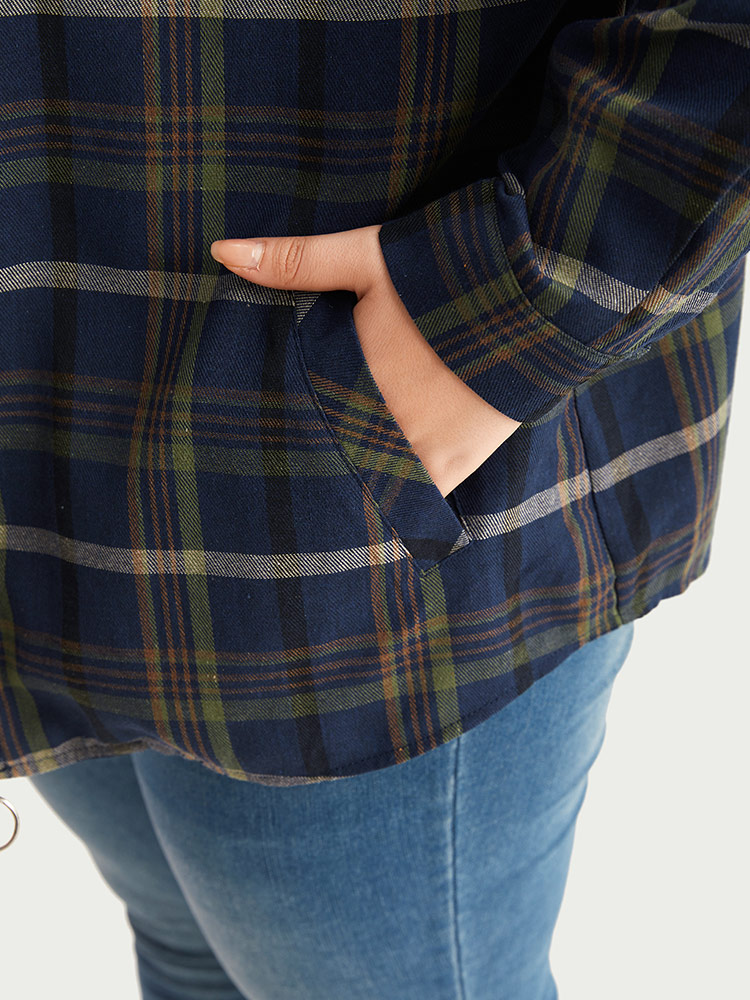Plus Size Women Dailywear Plaid Zipper Pocket Casual Coats BloomChic 