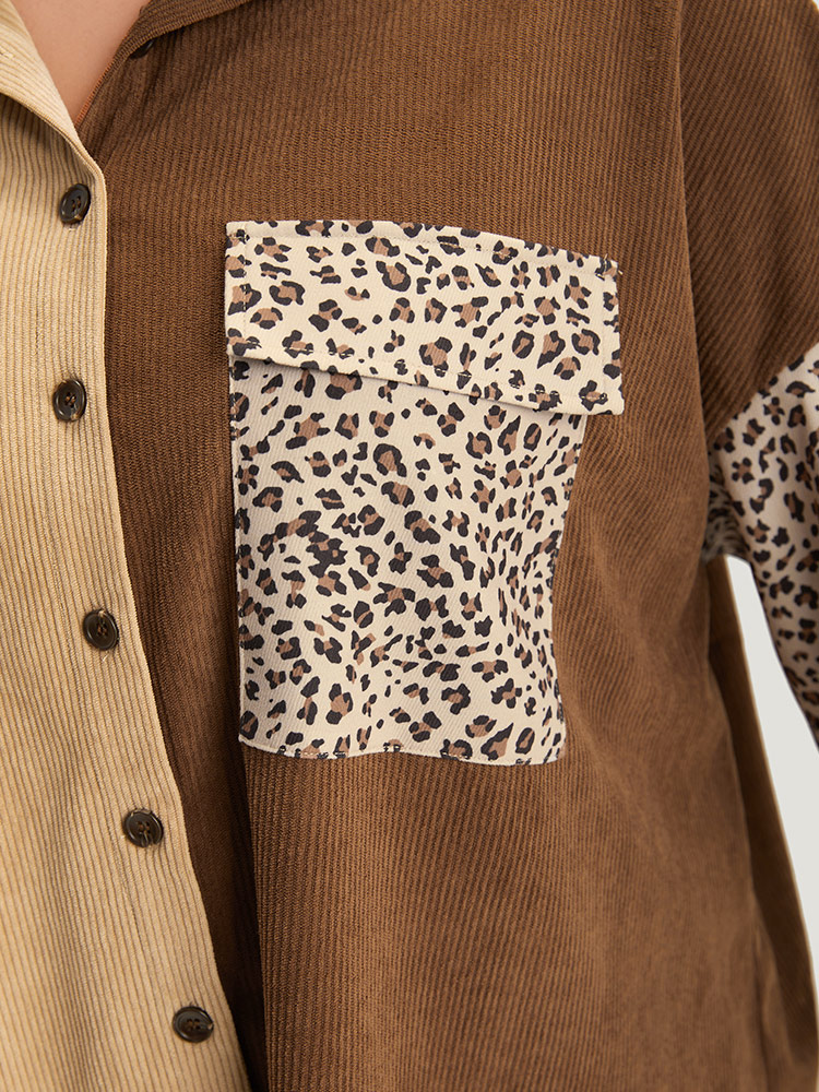 Plus Size Women Dailywear Leopard Button Pocket Casual Coats BloomChic 