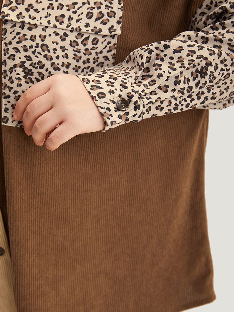 Plus Size Women Dailywear Leopard Button Pocket Casual Coats BloomChic 