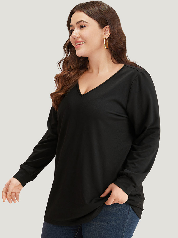 Plus Size Women Dailywear Leopard Backless Regular Regular Sleeve Long Sleeve V-neck Casual Sweatshirts BloomChic 