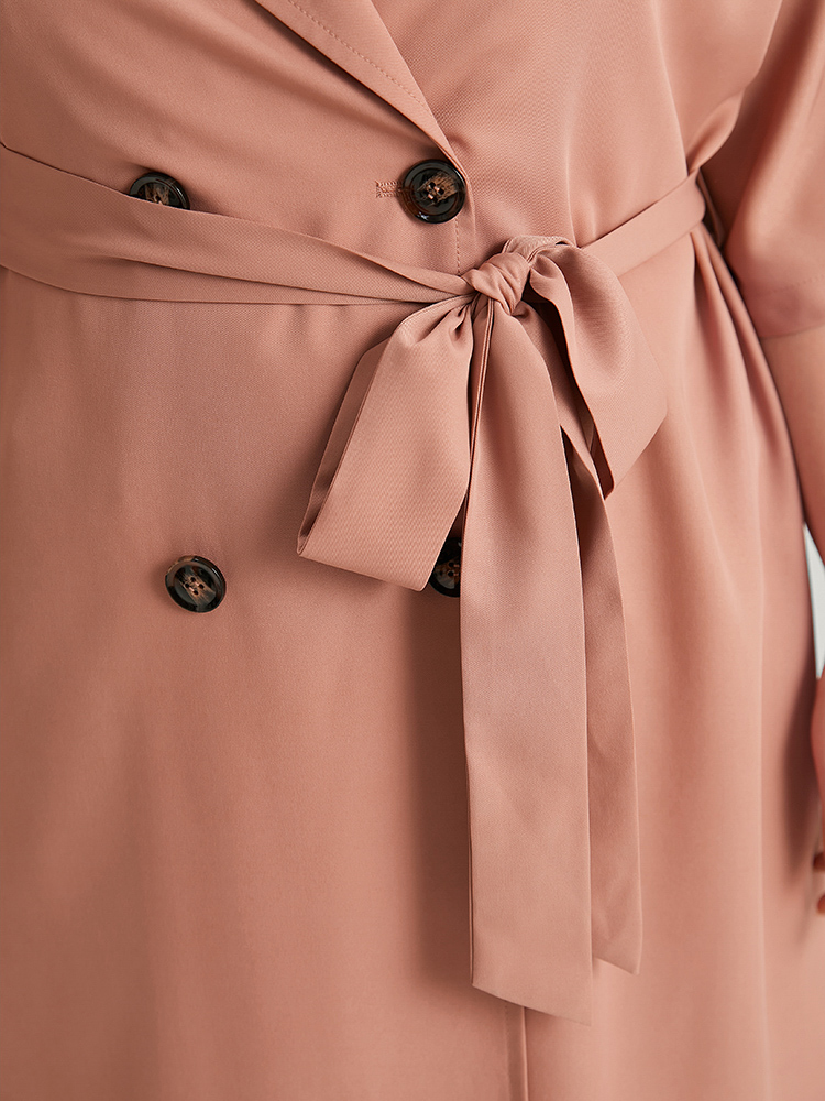 Plus Size Women Dailywear Plain Knotted Pocket Casual Coats BloomChic 