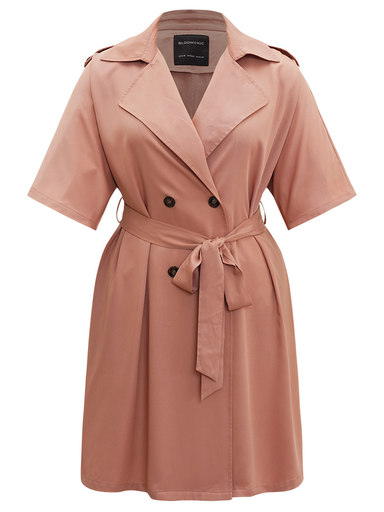 Plus Size Women Dailywear Plain Knotted Pocket Casual Coats BloomChic 