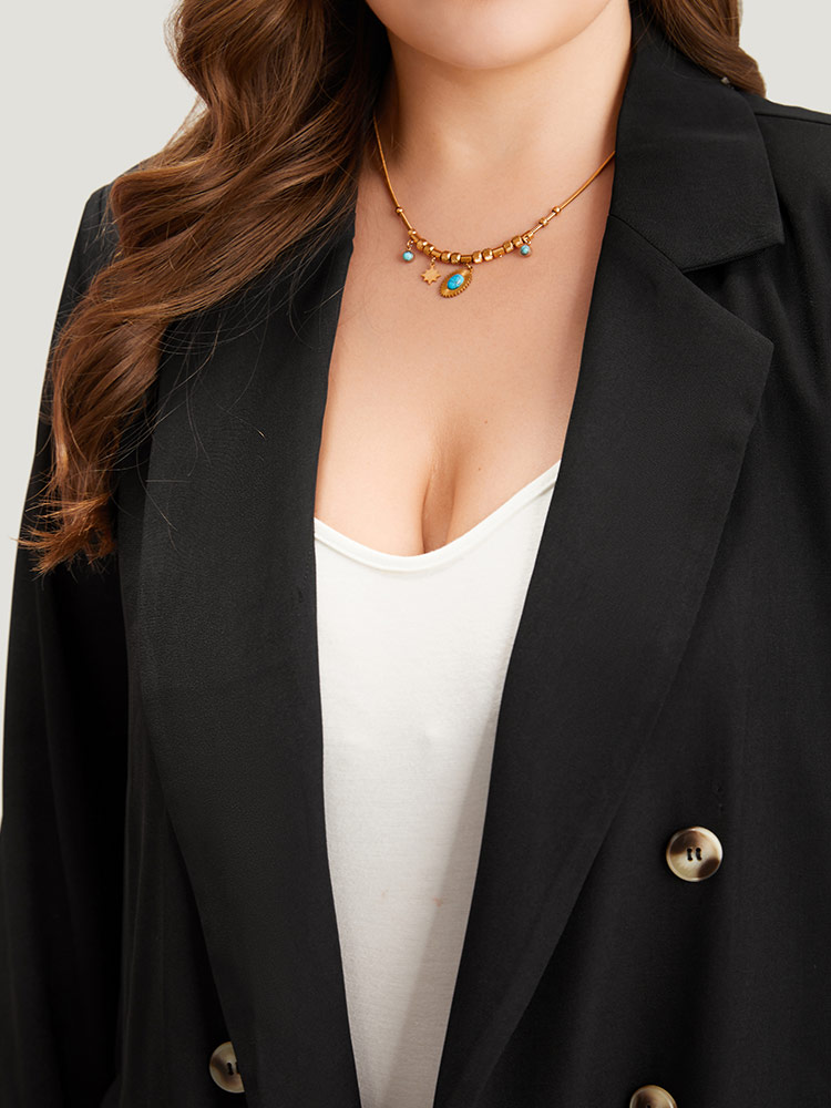 Plus Size Women Work Plain Button Regular Sleeve Long Sleeve Suit Collar Pocket Workwear Essentials Blazers BloomChic 