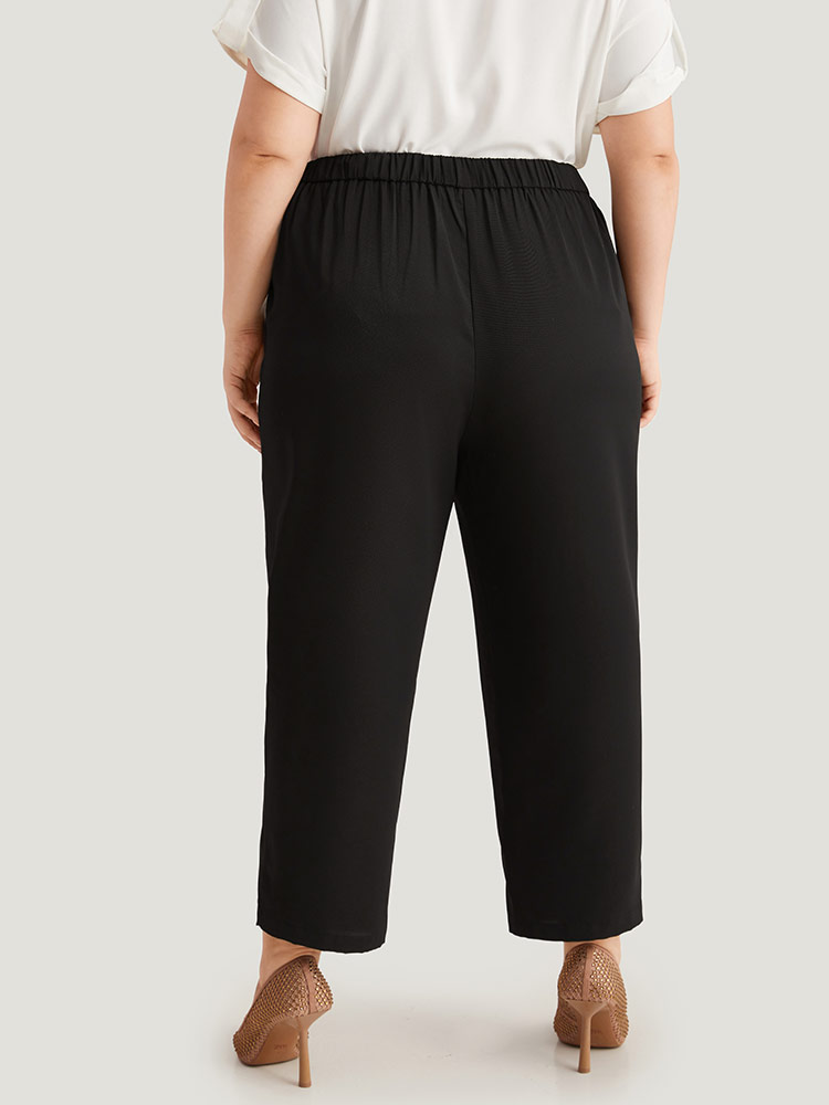 Plus Size Women Work Plain Plain High Rise Pocket Office Pants BloomChic 