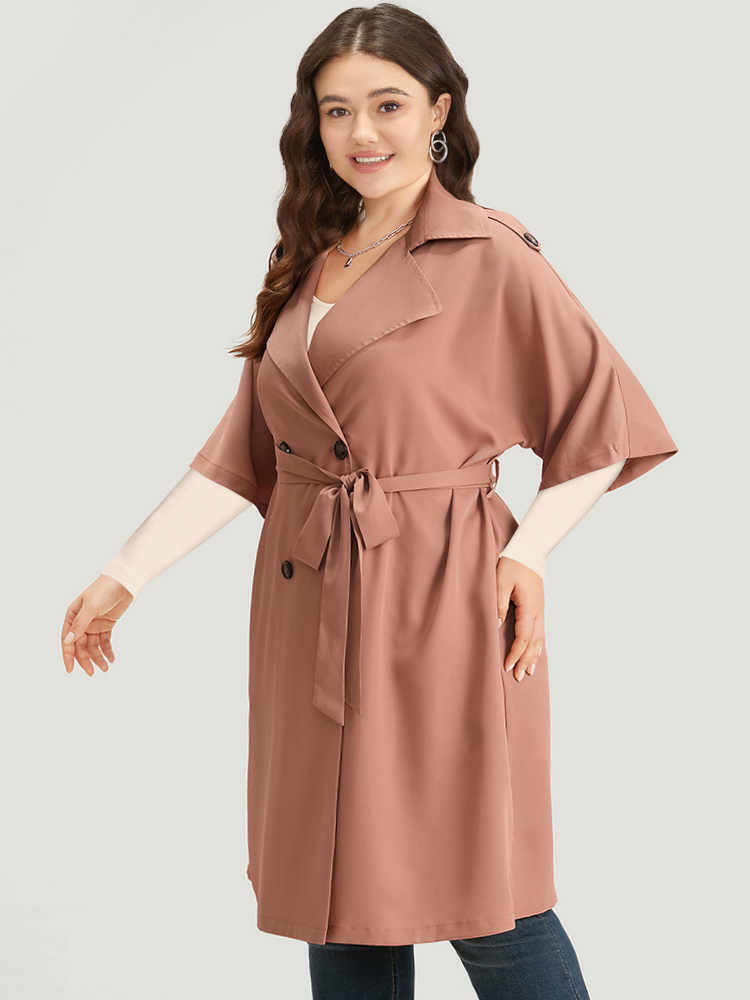 Plus Size Women Dailywear Plain Knotted Pocket Casual Coats BloomChic 