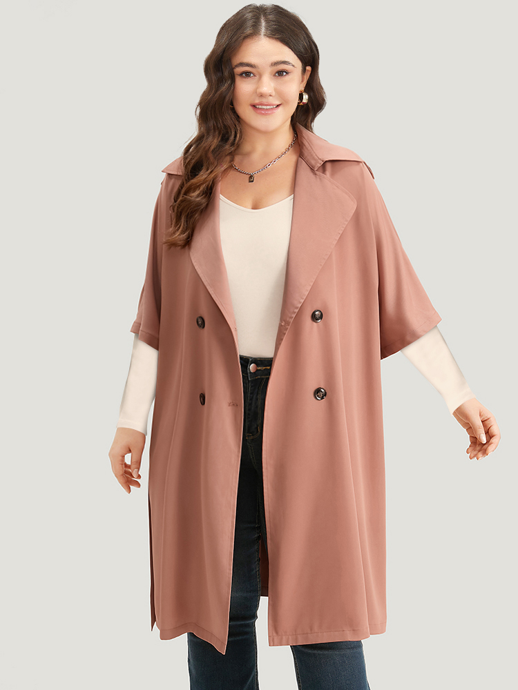 Plus Size Women Dailywear Plain Knotted Pocket Casual Coats BloomChic 