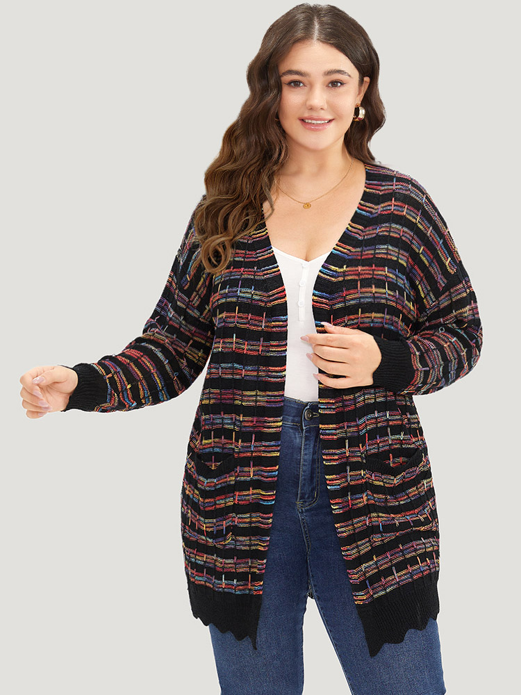 

Plus Size Ombre Patched Pocket Guipure Lace Cardigan Multicolor Women Casual Loose Long Sleeve Dailywear Cardigans BloomChic