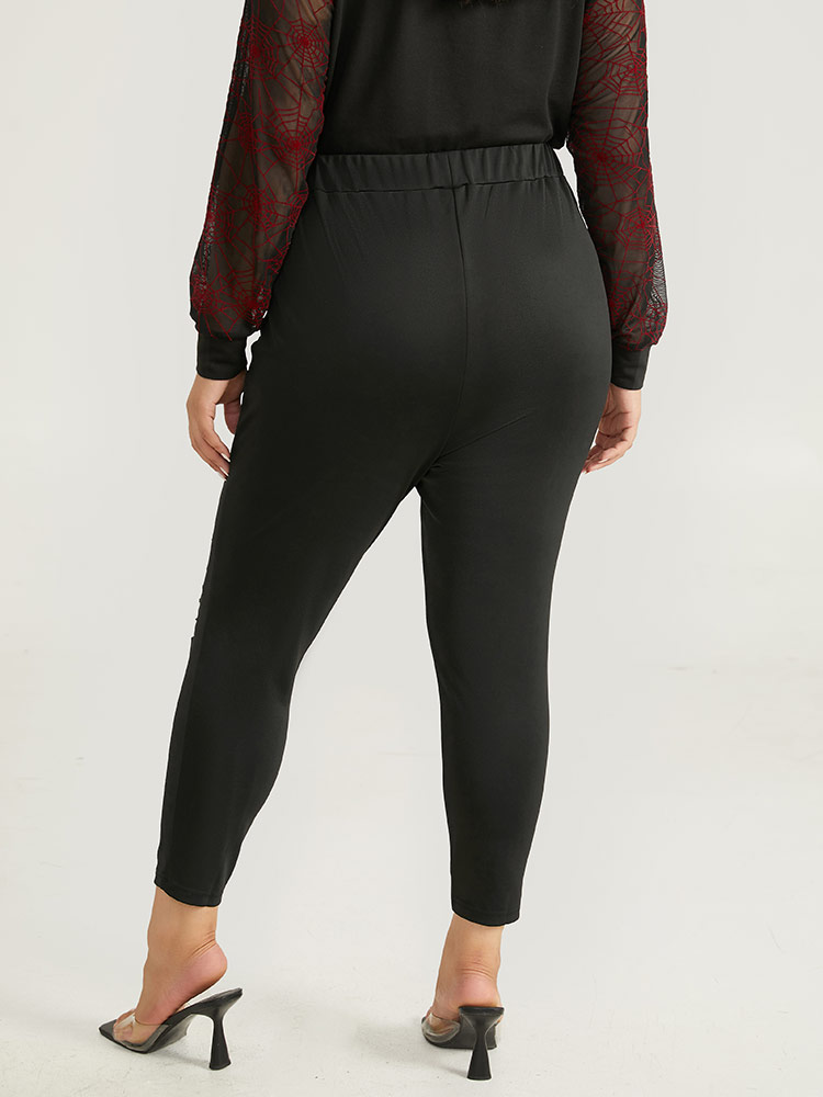Plus Size Women Festival-Halloween Plain Plain High stretch Skinny High Rise Casual Leggings BloomChic 