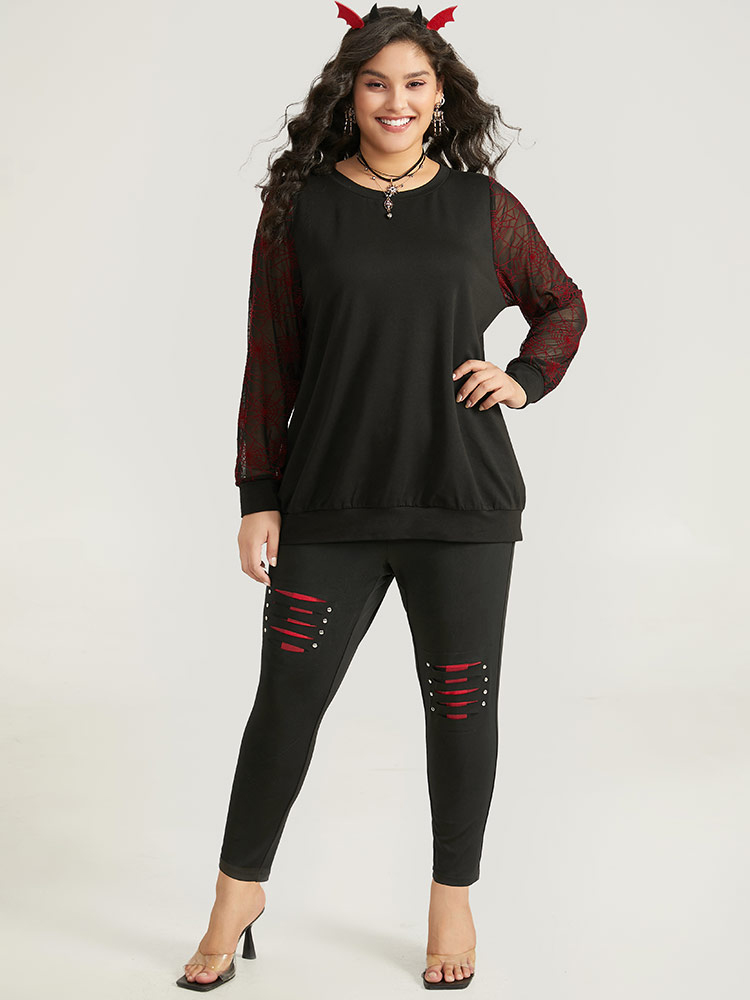 Plus Size Women Festival-Halloween Plain Plain High stretch Skinny High Rise Casual Leggings BloomChic 