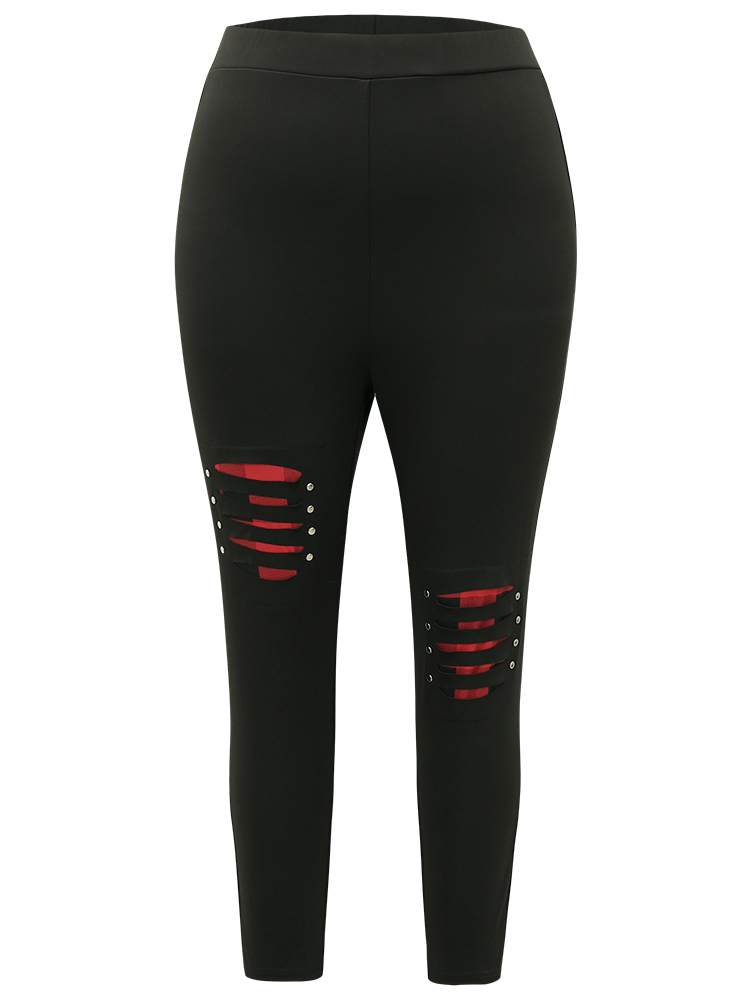 Plus Size Women Festival-Halloween Plain Plain High stretch Skinny High Rise Casual Leggings BloomChic 