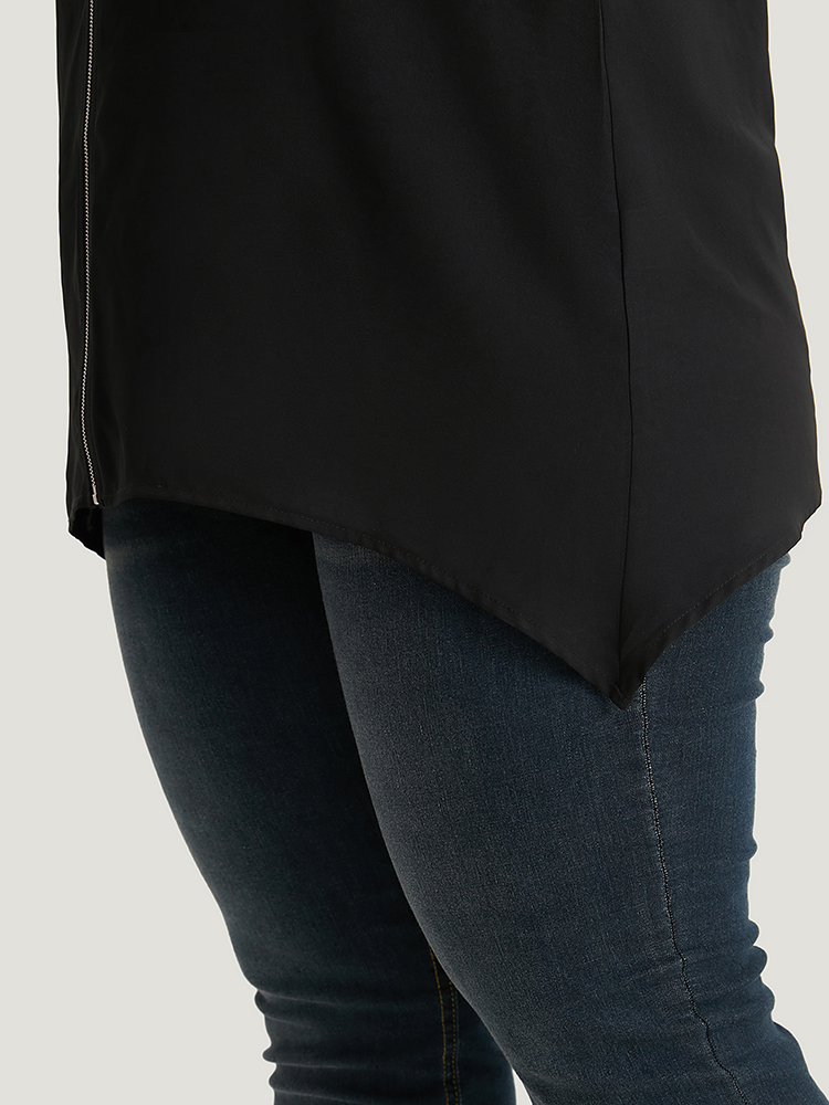 Plus Size Women Work Plain Plain Regular Sleeve Short sleeve V-neck Office Blouses BloomChic 