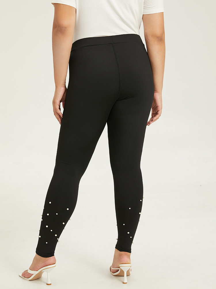 Plus Size Women Dailywear Plain Plain High stretch Skinny High Rise Elegant Leggings BloomChic 