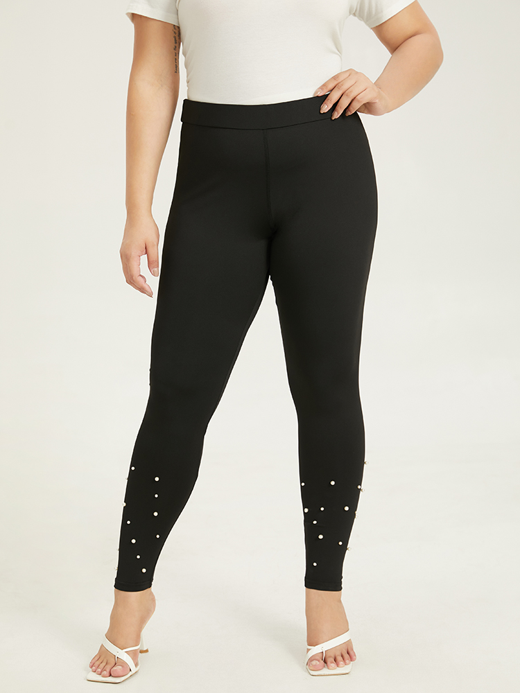 Plus Size Women Dailywear Plain Plain High stretch Skinny High Rise Elegant Leggings BloomChic 