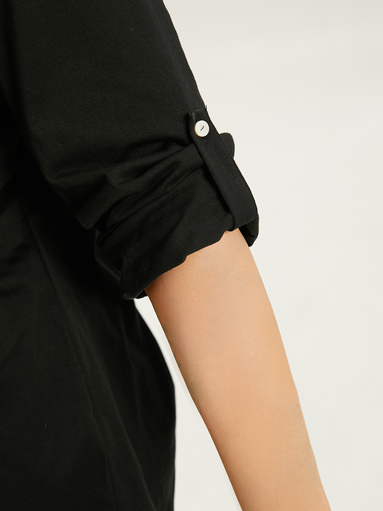 Plus Size Women Dailywear Plain Plain Regular Sleeve Long Sleeve Round Neck Casual T-shirts BloomChic 