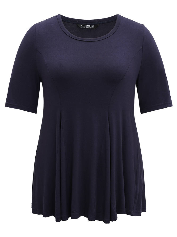 Plus Size Women Dailywear Plain Plain Regular Sleeve Short sleeve Round Neck Casual T-shirts BloomChic 