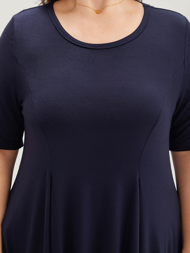 Plus Size Women Dailywear Plain Plain Regular Sleeve Short sleeve Round Neck Casual T-shirts BloomChic 