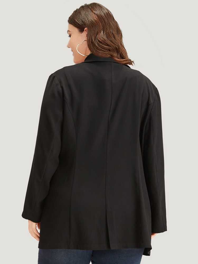 Plus Size Women Work Plain Plain Regular Sleeve Long Sleeve Lapel Collar Pocket Office Blazers BloomChic 