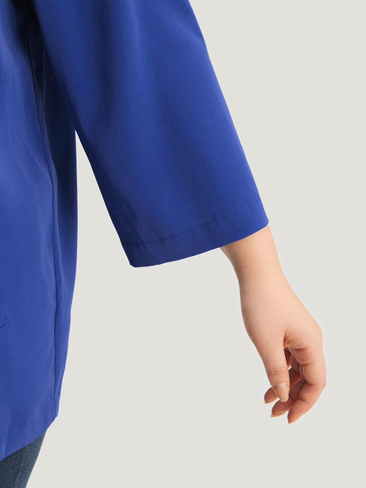 Plus Size Women Work Plain Plain Regular Sleeve Long Sleeve Lapel Collar Pocket Office Blazers BloomChic 
