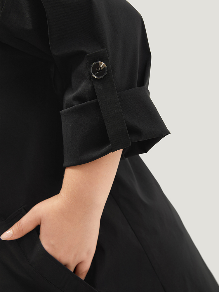 

Plus Size Halloween Plain Lapel Collar Button Up Tab Sleeve Coat Women Black Casual Plain Ladies Dailywear Winter Coats BloomChic