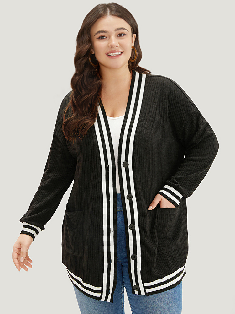 Plus Size Women Dailywear Plain Button Pocket Casual Coats BloomChic 