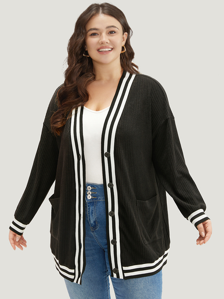 Plus Size Women Dailywear Plain Button Pocket Casual Coats BloomChic 