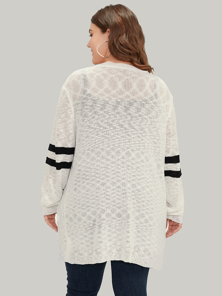 Plus Size Cardigans | Contrast Patched Pocket Open Front Cardigan | BloomChic 
