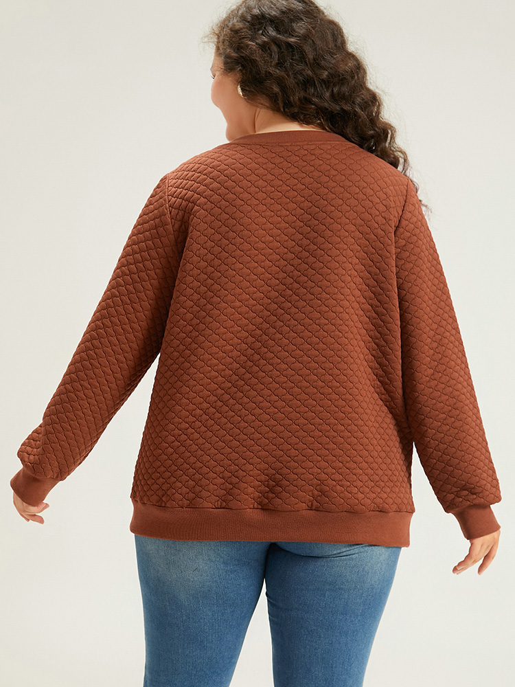 Plus Size Women Dailywear Plain Elastic cuffs Regular Regular Sleeve Long Sleeve Round Neck Elegant Sweatshirts BloomChic 