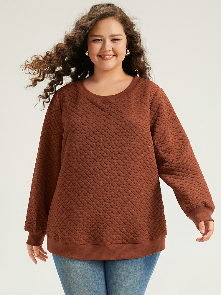 Plus Size Women Dailywear Plain Elastic cuffs Regular Regular Sleeve Long Sleeve Round Neck Elegant Sweatshirts BloomChic 