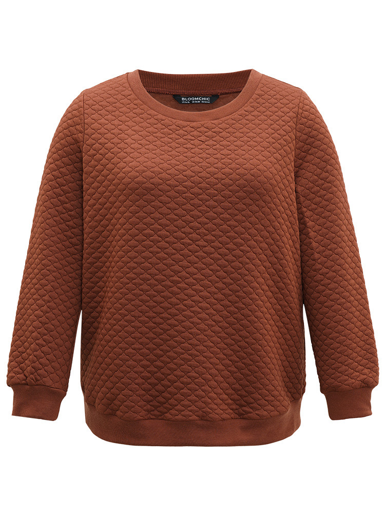 Plus Size Women Dailywear Plain Elastic cuffs Regular Regular Sleeve Long Sleeve Round Neck Elegant Sweatshirts BloomChic 